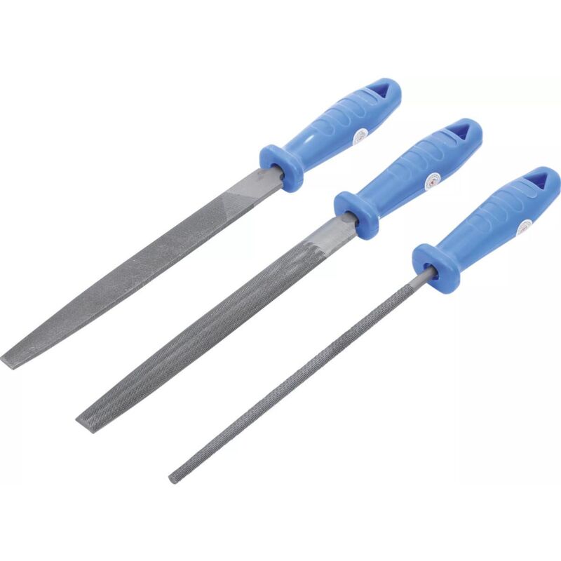 foto del prodotto bgs technic set di 3 lime da officina piatte rotonde mezze rotonde 200 mm