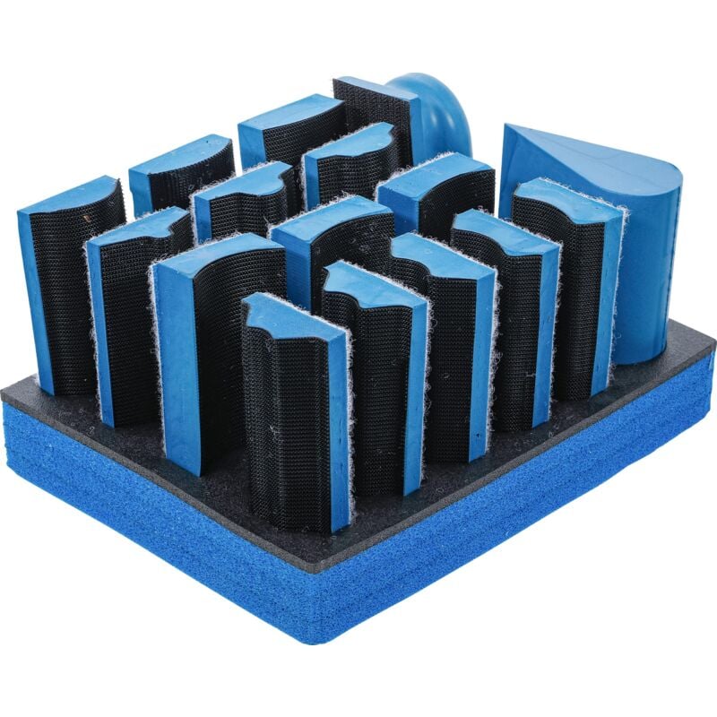 foto del prodotto bgs technic set di blocchi abrasivi con chiusura a strappa 16 pz.