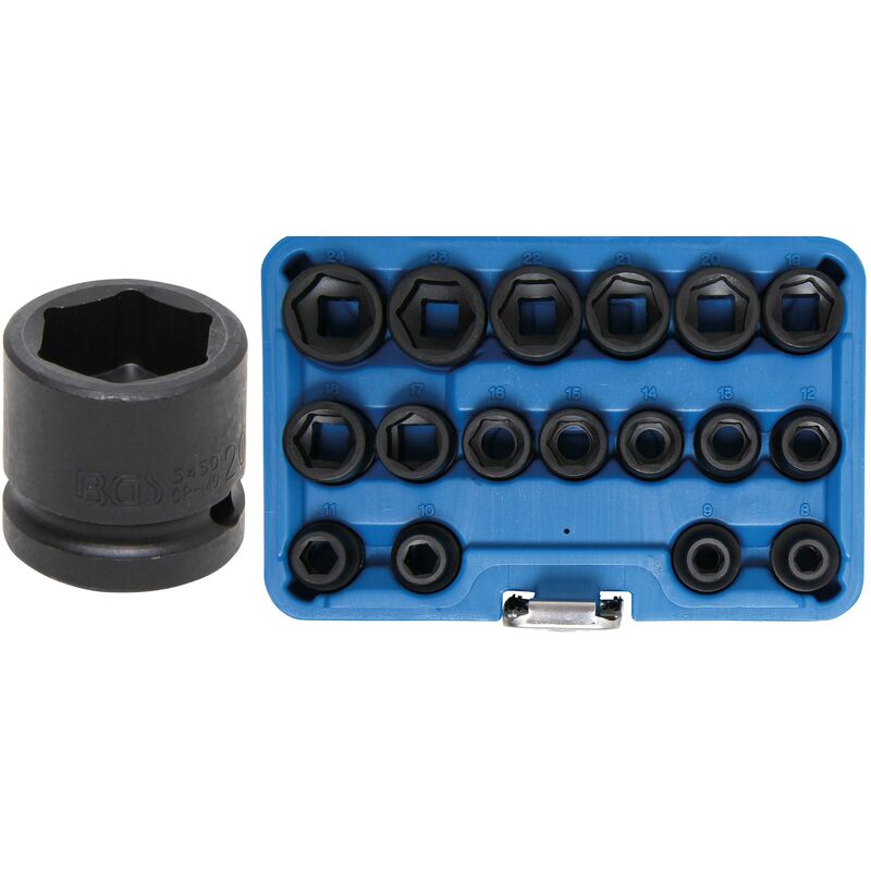 foto del prodotto bgs technic set di bussole esagonali, extra piatte 12,5 mm 1 2 8 24 mm 17 pz.