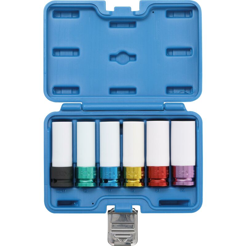 foto del prodotto bgs technic set di bussole macch.riv.plastica 12,5 mm 1 2 15 17 19 21 22 mm ms17 6 pz.