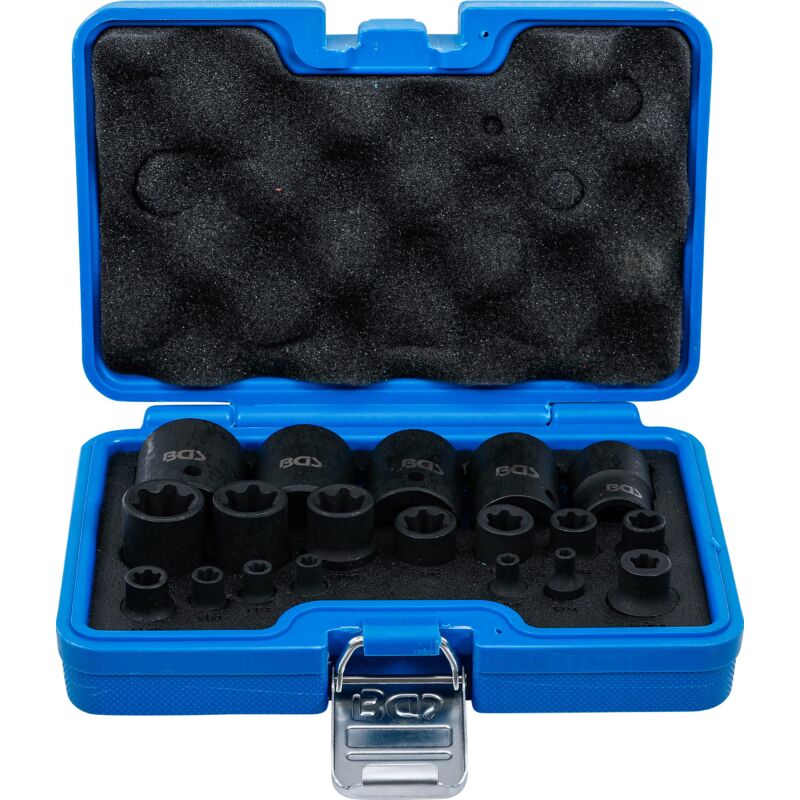 foto del prodotto bgs technic set di bussole profilo a e plus 6,3 mm 1 4 , 10 mm 3 8 , 12,5 mm 1 2 ep4 e32 19 pz.