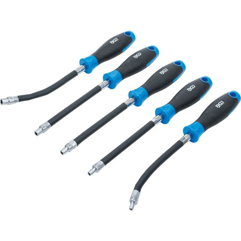 foto del prodotto bgs technic set di cacciaviti flessibili con impugnatura girevole profilo a e e4 e8 lunghezza lama 150 mm 5 pz.