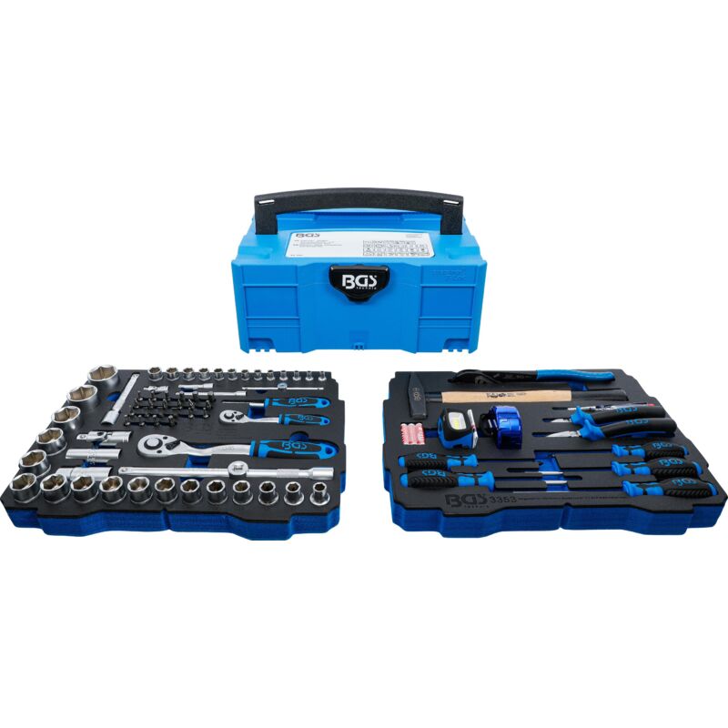 foto del prodotto bgs technic set di chiavi a bussola, martelli, pinze e cacciaviti 6,3 mm 1 4 12,5 mm 1 2 systainer 77 pz.