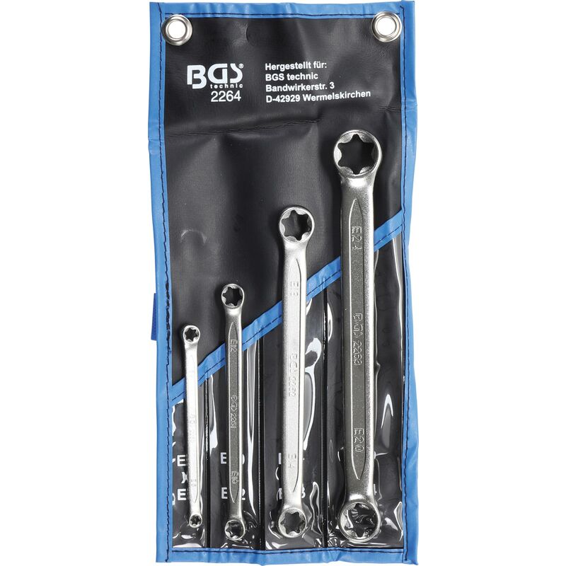 foto del prodotto bgs technic set di chiavi a doppio anello con teste ad anello e profilo e e6 x e8 e20 x e24 4 pz.