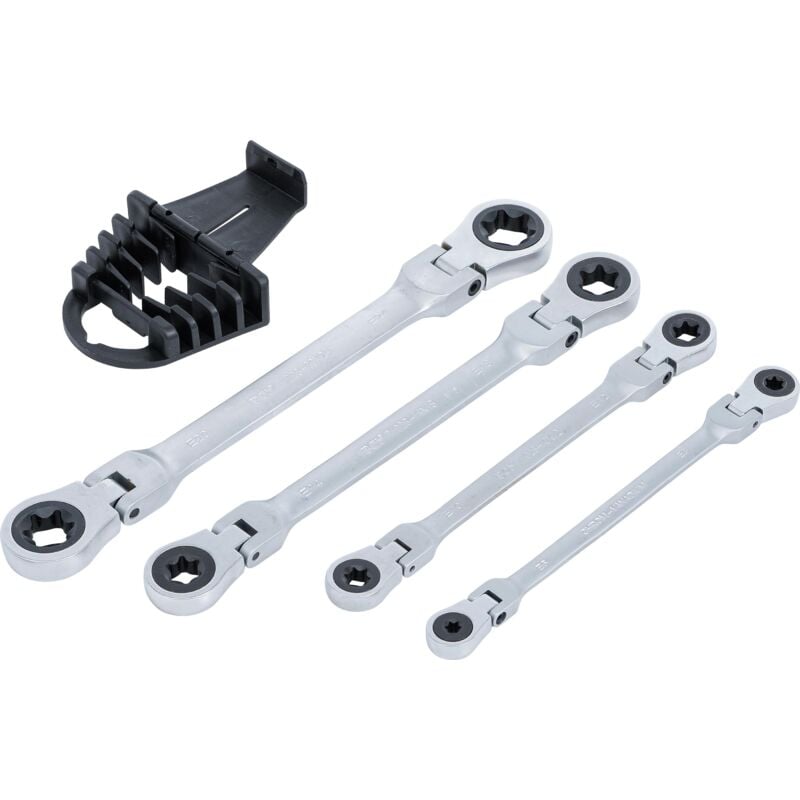 foto del prodotto bgs technic set di chiavi ad anello a cricchetto doppio regolabile con teste ad anello e profilo e e6 e24 4 pz.