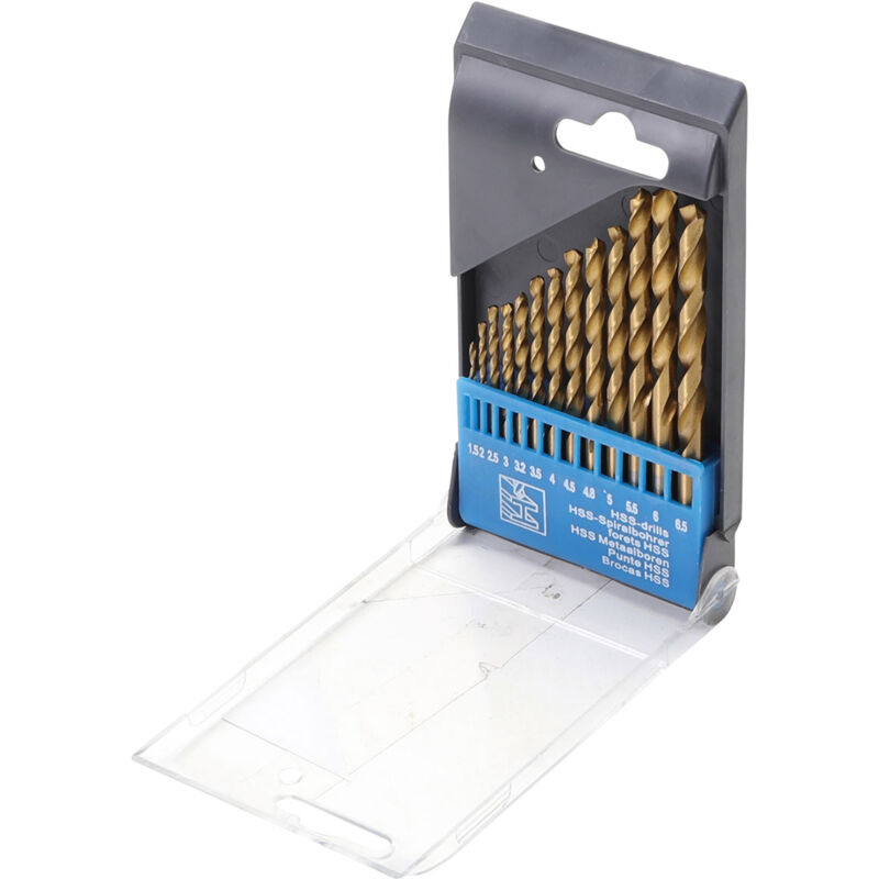 foto del prodotto bgs technic set di forature per metallo hss, forme da 1,5 a 6,5 mm, scatola di 13 forature