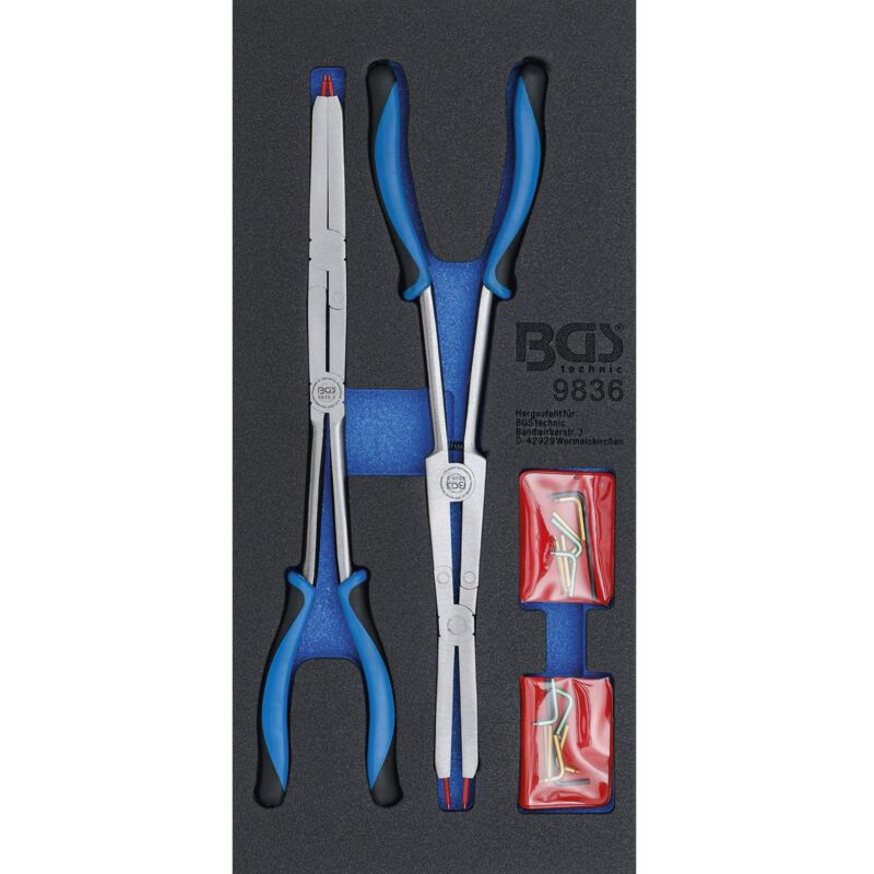 foto del prodotto bgs technic set di pinze per anelli di sicurezza a doppio snodo, intercambiabili 345 mm