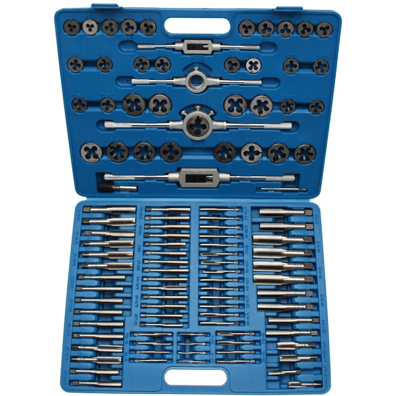 foto del prodotto bgs technic set maschi e filiere metrico pollici 110 pz.