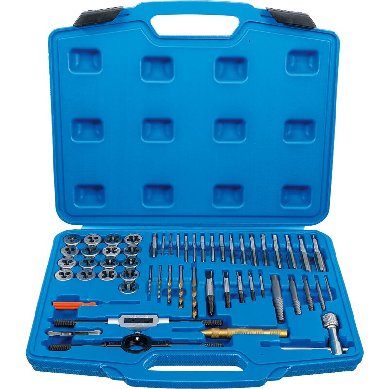 foto del prodotto bgs technic set maschi e filiere pollici 1 4 1 2 56 pz.