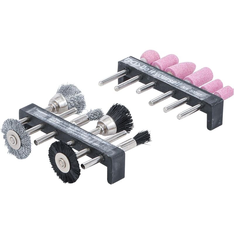 foto del prodotto bgs technic set smerigliatrice e set di spazzole in acciaio e plastica 12 pz.