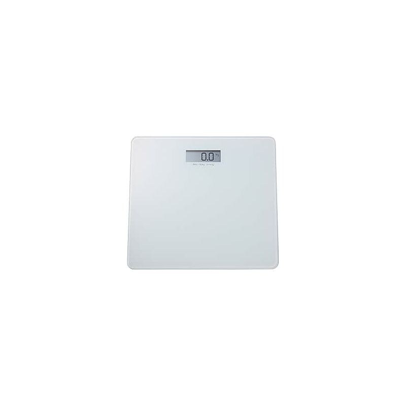 foto del prodotto biacchi gianfranco king home bilancia pesapersone con display lcd portata portata max 150kg base in vetro bianca 30x30x1,7h cm
