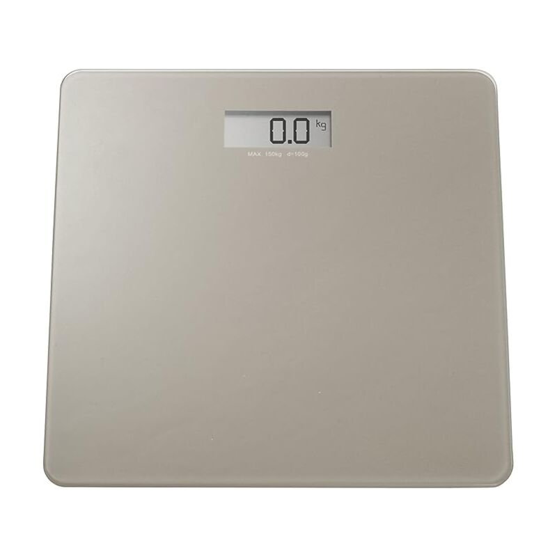 foto del prodotto biacchi gianfranco king home bilancia pesapersone con display lcd portata portata max 150kg base in vetro grigio tortora 30x30x1,7h cm