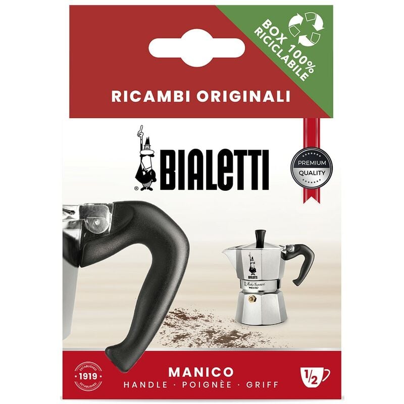 foto del prodotto bialetti manico moka ricambio caffettiera moka express originale manico moka per mezza tazza