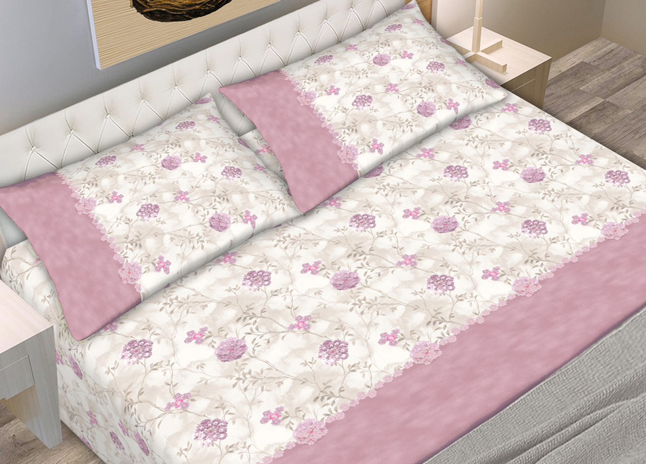foto del prodotto biancheriaweb completo lenzuola in 100 cotone disegno new bouquet colore antico