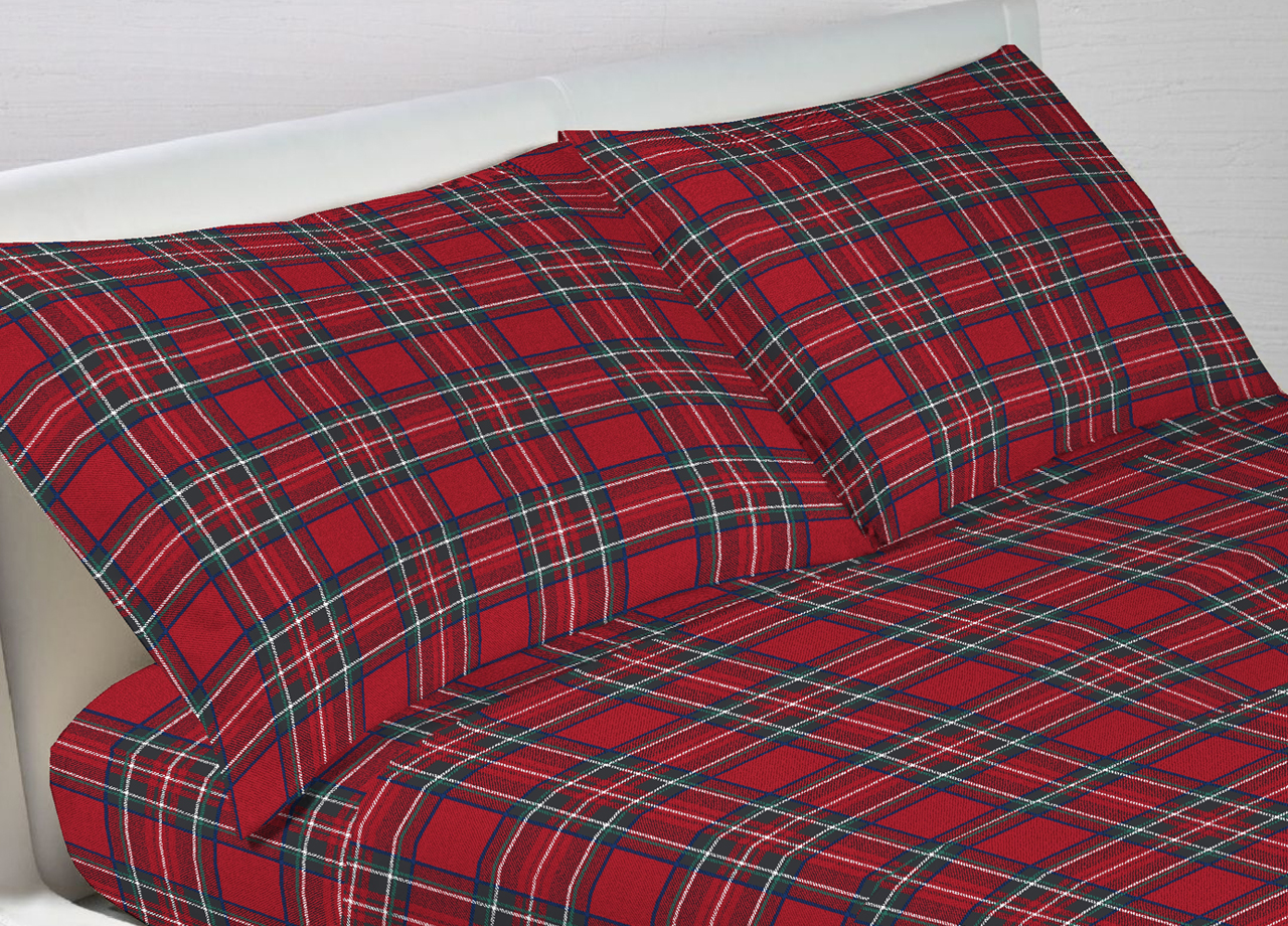 foto del prodotto biancheriaweb completo lenzuola in 100 cotone made in italy dis scozzese kilt g.i, misurasingolocolorescozzese