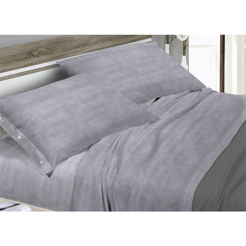 foto del prodotto biancheriaweb completo lenzuola in morbida flanella disegno bon bon colore grigio, misurasingolocoloregrigio