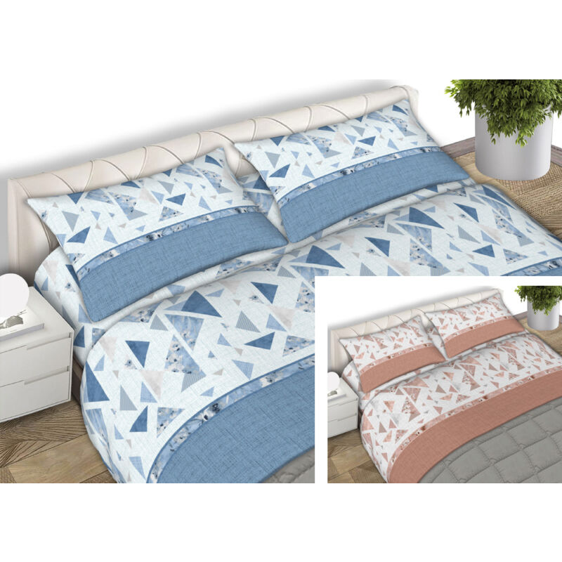 foto del prodotto biancheriaweb completo lenzuola letto 100 cotone made italy disegno mosaico cn, misurasingolocoloreruggine
