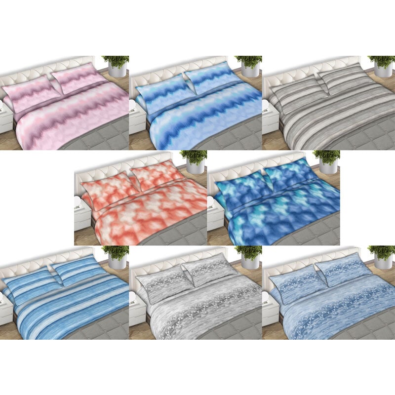 foto del prodotto biancheriaweb completo lenzuola letto singolo e matrimoniale 100 cotone made italy in varie fantasie c.n, misurasingolocoloretop blu