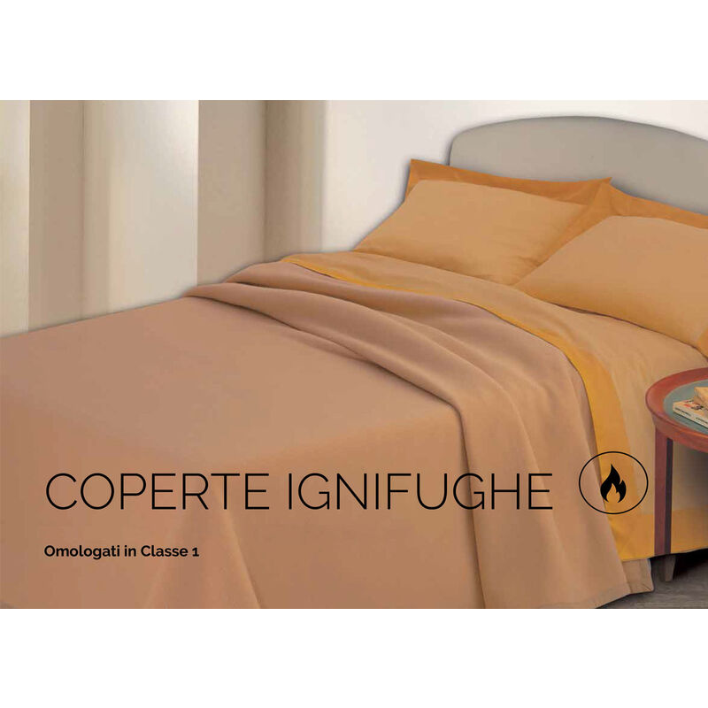 foto del prodotto biancheriaweb coperta ignifuga in misto lana, misurasingolocolorecammello