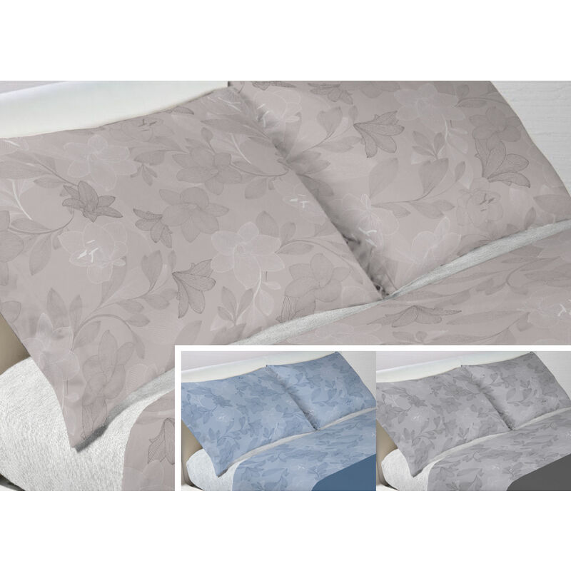 foto del prodotto biancheriaweb coppia federe cuscino letto bottoni laterali 100 cotone disegno lily, misurafederecoloreblu