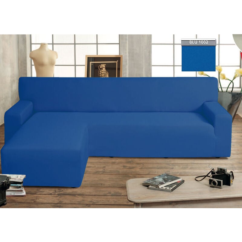 foto del prodotto biancheriaweb copridivano genius con penisola chaise longue modello swing colore blu, misuradestracoloreblu