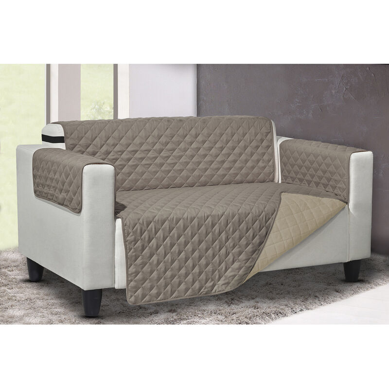 foto del prodotto biancheriaweb copridivano trapuntato lello antimacchia double face bicolor tortora panna, misura2 posticoloretortora panna
