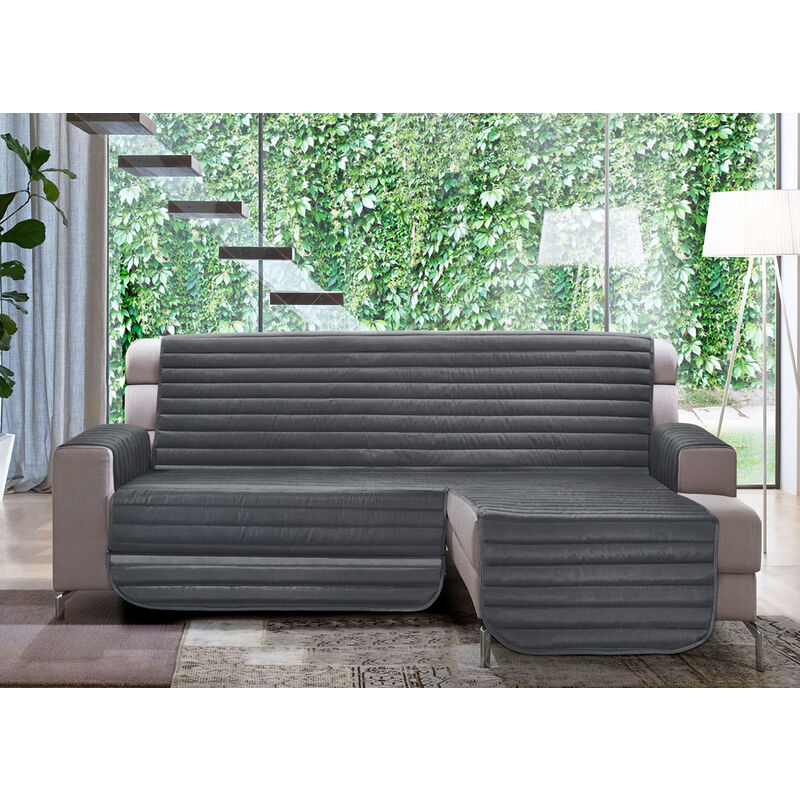 foto del prodotto biancheriaweb copridivano trapuntato per divani con penisola modello simpaty colore grigio, misura290 cmcoloregrigio