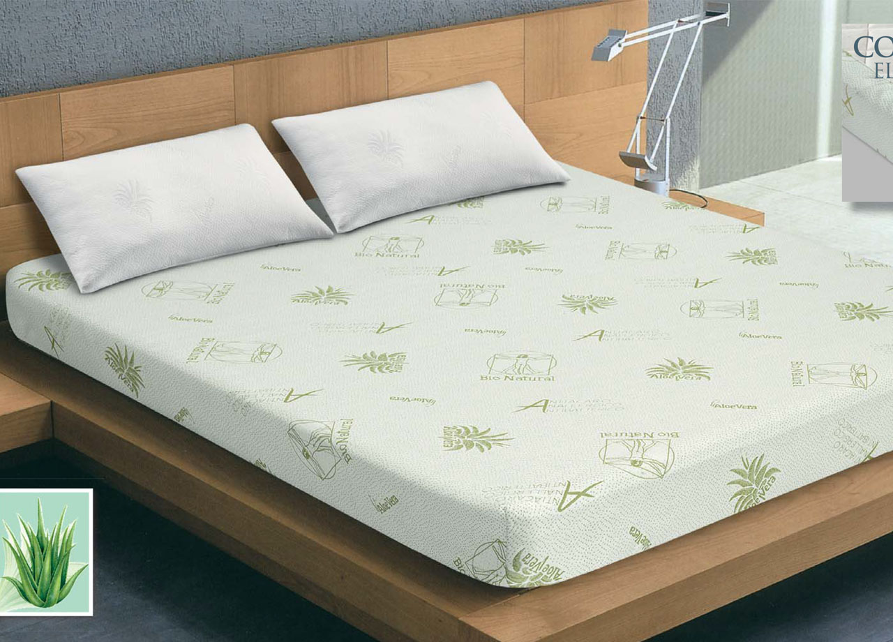 foto del prodotto biancheriaweb coprimaterasso imbottito elasticizzato anallergico federe cuscino letto made italy, misuramatrimonialecolorealoe