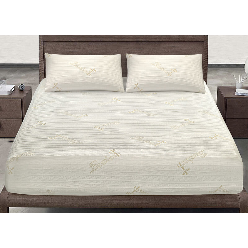 foto del prodotto biancheriaweb coprimaterasso traspirante antibatterico con angoli elasticizzati modello bamboo, misurasingolocolorebamboo