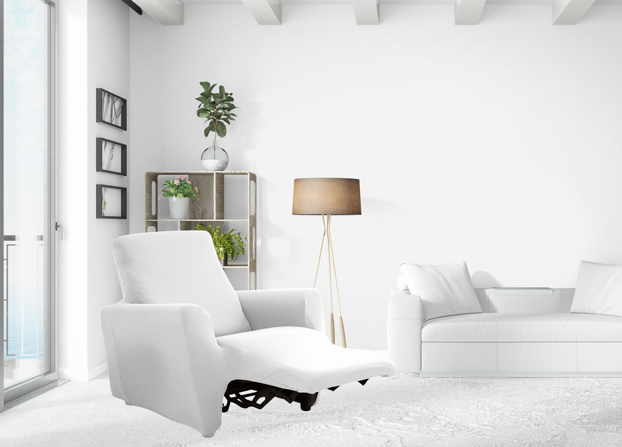 foto del prodotto biancheriaweb copripoltrona reclinabile elasticizzato antimacchia magic tinta unita bianco poltrona relax idrorepellente
