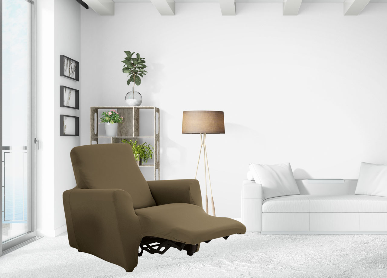 foto del prodotto biancheriaweb copripoltrona reclinabile elasticizzato antimacchia magic tinta unita tortora poltrona relax idrorepellente
