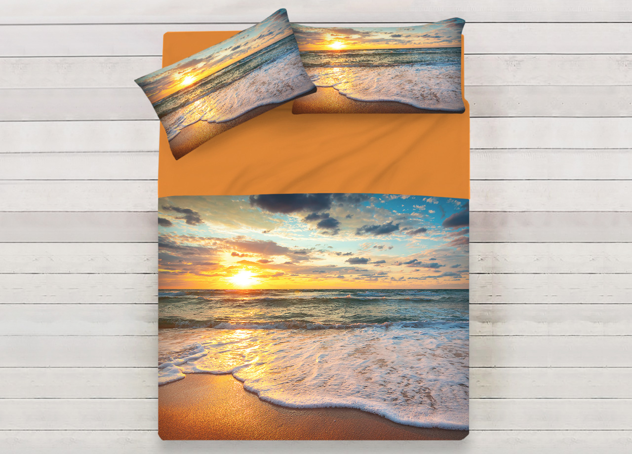 foto del prodotto biancheriaweb lenzuola copriletto letto sogni d oro 100 cotone disegno tramonto d67, misurapiazza e mezzacoloretramonto d67