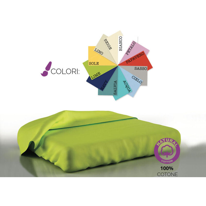 foto del prodotto biancheriaweb lenzuolo sopra cordonetto in 100 cotone in tinta unita modello l.t, misuramatrimonialecolorebianco