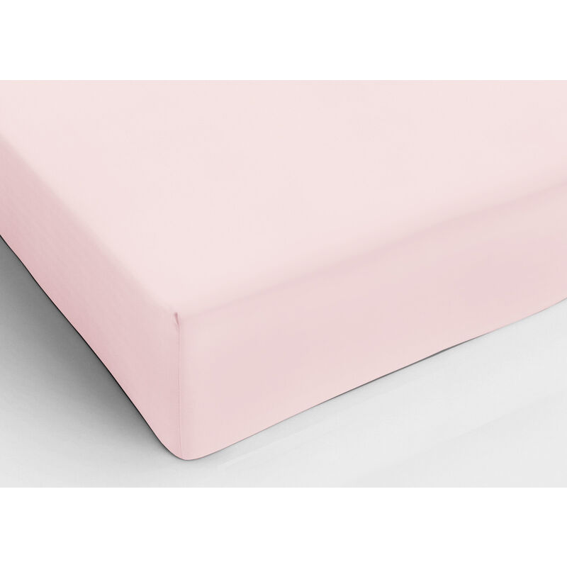 foto del prodotto biancheriaweb lenzuolo sotto con angoli in cotone in tinta unita colore rosa c.n., misurasingolocolorerosa