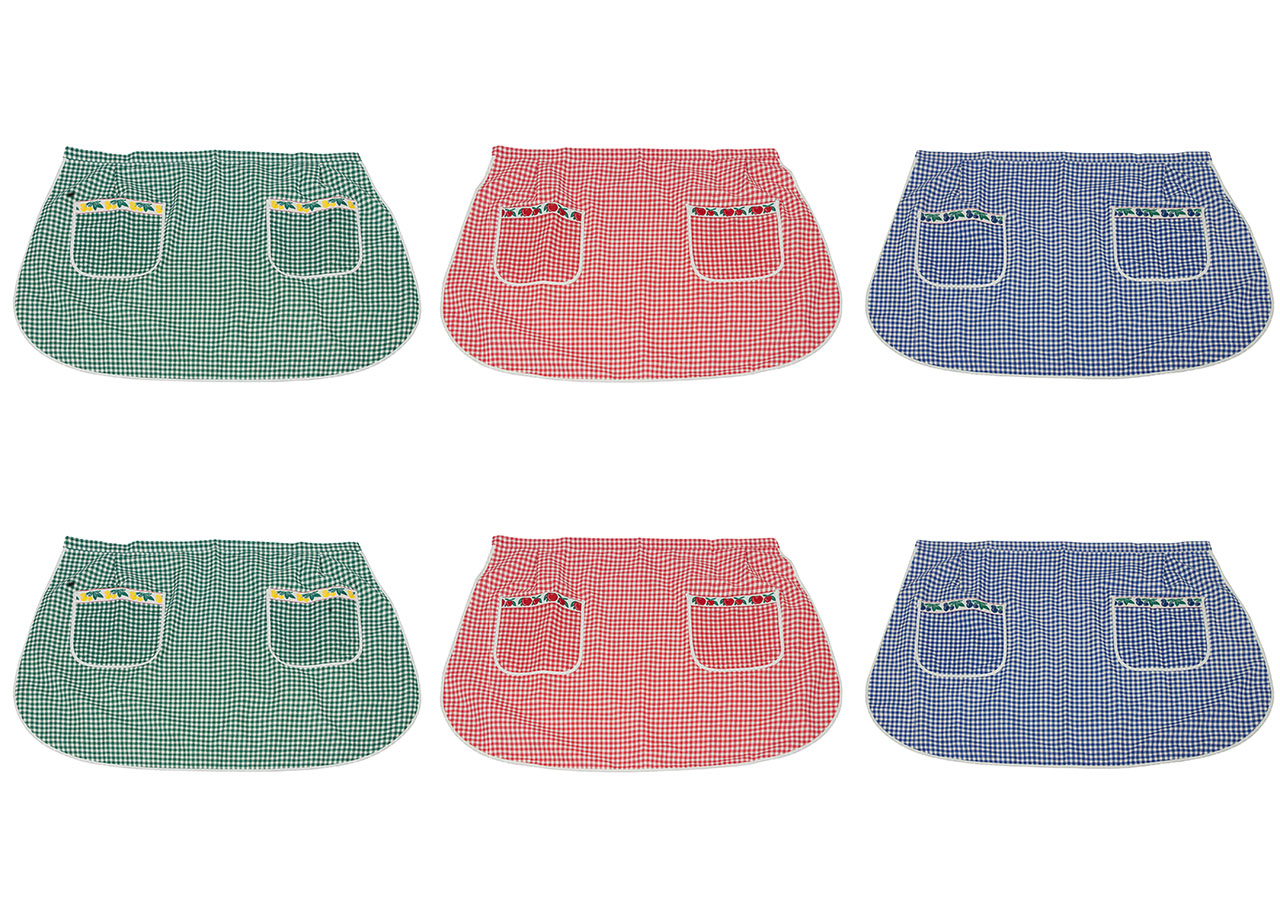 foto del prodotto biancheriaweb pack 6 pezzi grembiule cucina chef casa barbecue con tasche dis. quadretti modello alberica