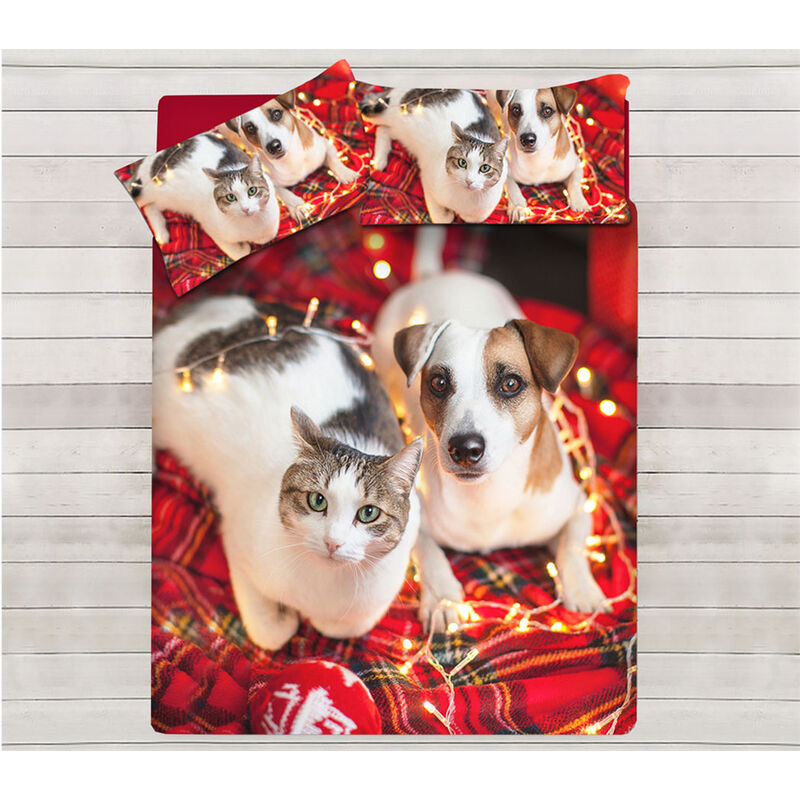 foto del prodotto biancheriaweb parure copripiumino coppia federe letto 100 cotone sogni d oro disegno puppies, misurasingolocolorepuppies