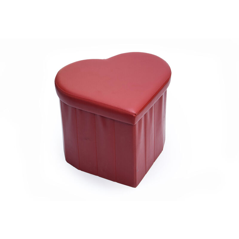 foto del prodotto biancheriaweb pouf contenitore imbottito pieghevole in ecopelle modello coracao cuore rosso