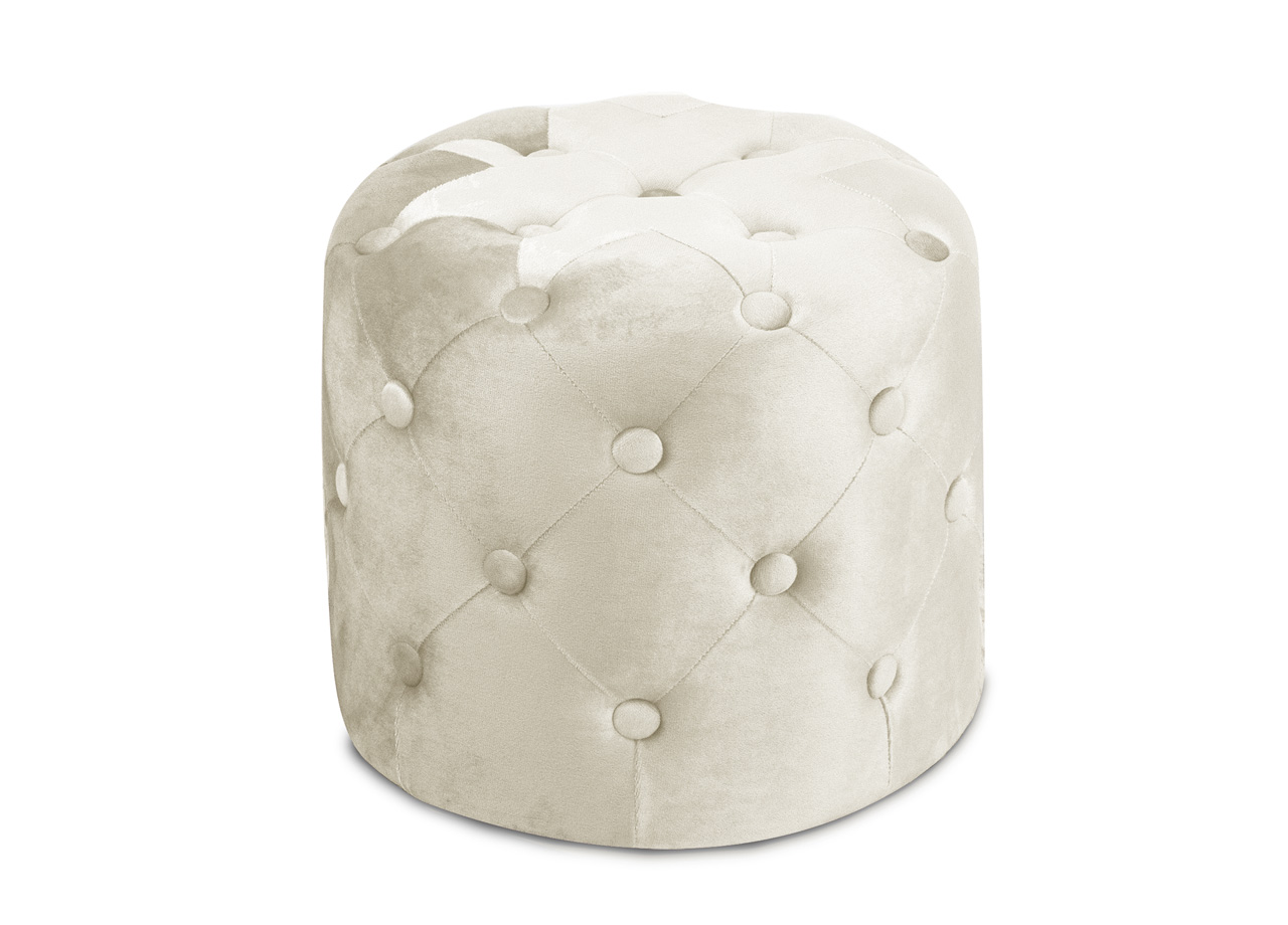 foto del prodotto biancheriaweb pouf salotto camera con bottoni imbottito modello velvet parigi in tinta unita, misurapoufcolorebeige