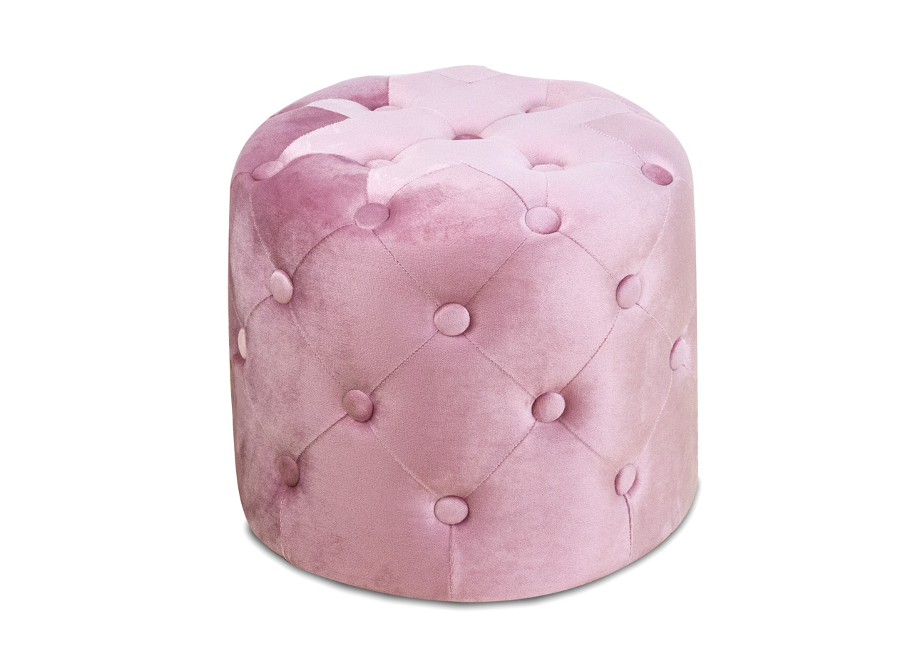 foto del prodotto biancheriaweb pouf salotto camera con bottoni imbottito modello velvet parigi in tinta unita, misurapoufcolorecipria