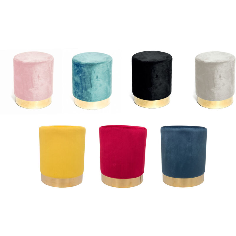 foto del prodotto biancheriaweb pouf salotto camera rotondo imbottito modello cilindro velvet in tinta unita, misurapoufcolorepetrolio