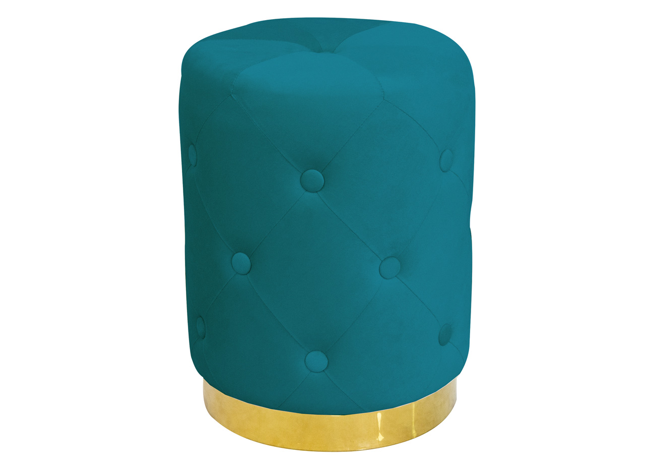 foto del prodotto biancheriaweb pouf salotto camera rotondo imbottito modello velvet chic tinta unita, misurapoufcolorepetrolio