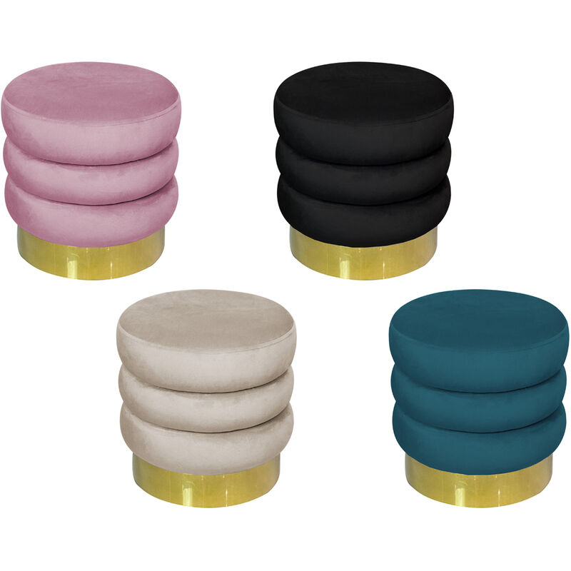 foto del prodotto biancheriaweb pouf salotto camera rotondo imbottito modello velvet creamy tinta unita, misurapoufcolorepetrolio