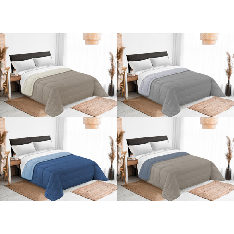 foto del prodotto biancheriaweb quilt trapuntino piumino estivo 100gr mq diadema bicolor double face, misurasingolocoloreblu azzurro