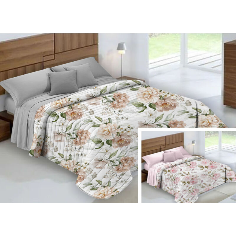 foto del prodotto biancheriaweb quilt trapuntino piumino estivo 100gr mq microfibra diadema fiori, misurasingolocolorecipria 4