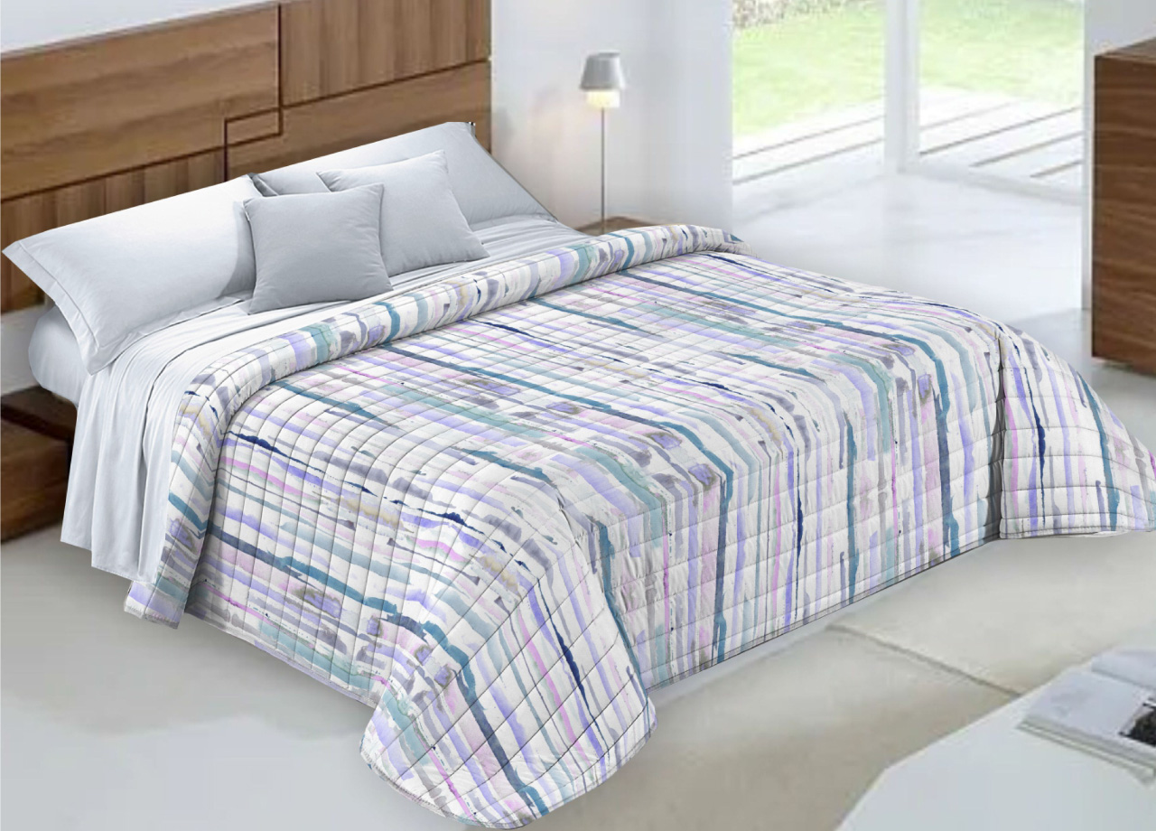 foto del prodotto biancheriaweb quilt trapuntino piumino estivo 100gr mq microfibra diadema rigato, misurapiazza e mezzacoloreazzurro d7