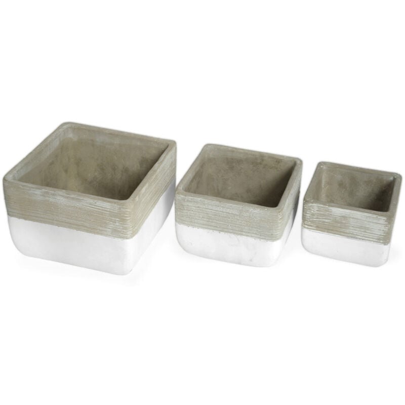 foto del prodotto biancheriaweb set 3 vaso decorativo moderno per fiori in cemento design modello quader
