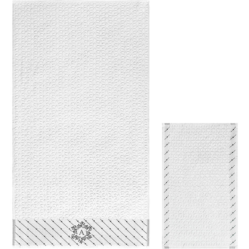 foto del prodotto biancheriaweb set asciugamano copiola salvietta bagno in spugna 100 cotone con iniziali lettere, misuraset 2coloree