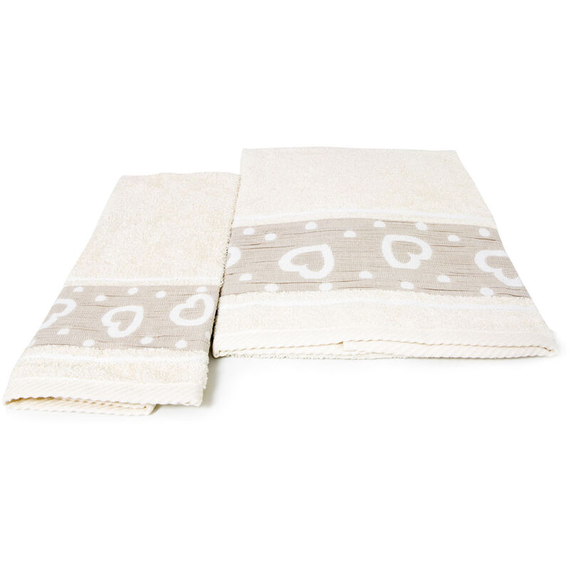 foto del prodotto biancheriaweb set asciugamano copiola salvietta bagno in spugna 100 cotone mod amore beige