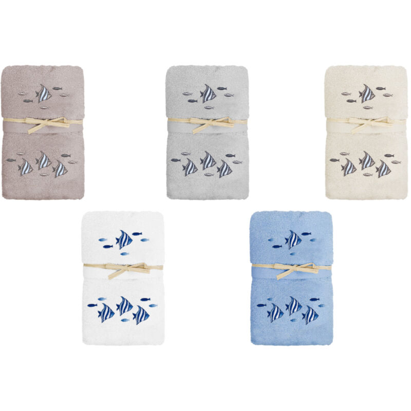 foto del prodotto biancheriaweb set asciugamano copiola salvietta bagno in spugna 100 cotone polinesia, misuracopiolacolorebianco