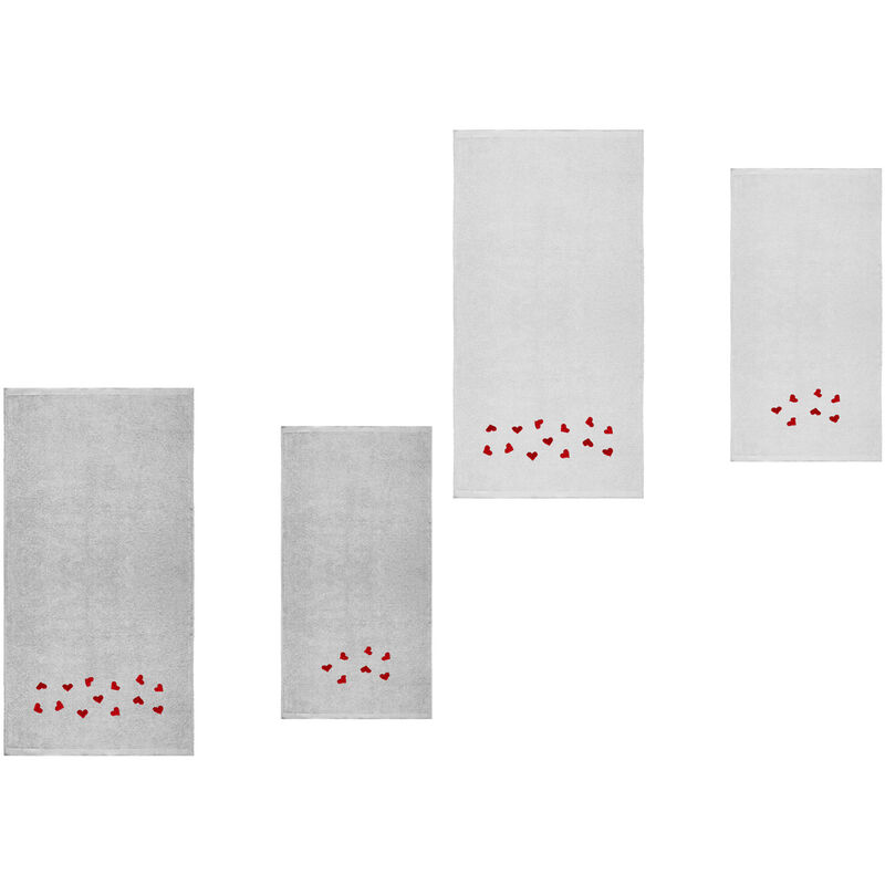 foto del prodotto biancheriaweb set asciugamano copiola salvietta bagno spugna 100 cotone cuoricini rossi, misuracopiolacoloregrigio